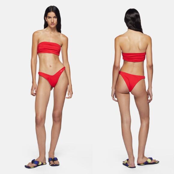 THE ATTICO | NWT Strapless Bikini Set in Red Cheeky Bandeau S - Picture 2 of 11